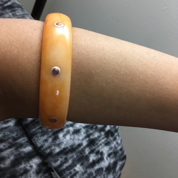 Orange Chalcedony Natural Gem Stone Bangle - Picture 3 of 11